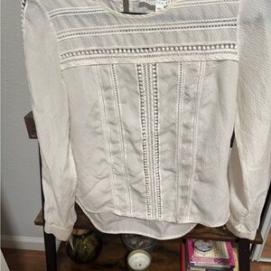 Veronica Beard Cream Silk Textured Blouse